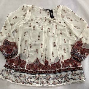 Riley & James NWT  Women's multi  color semi sheer Blouse size L #f3